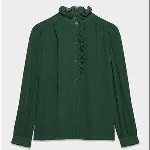 Aritzia Wilfred Valentina Blouse in dark-green
